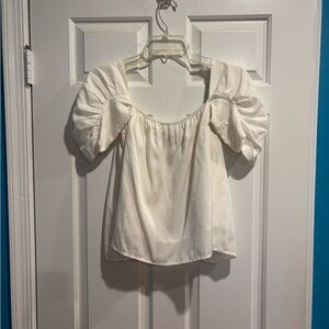 Merritt Charles peasant short semi-detached sleeves blouse top XS white